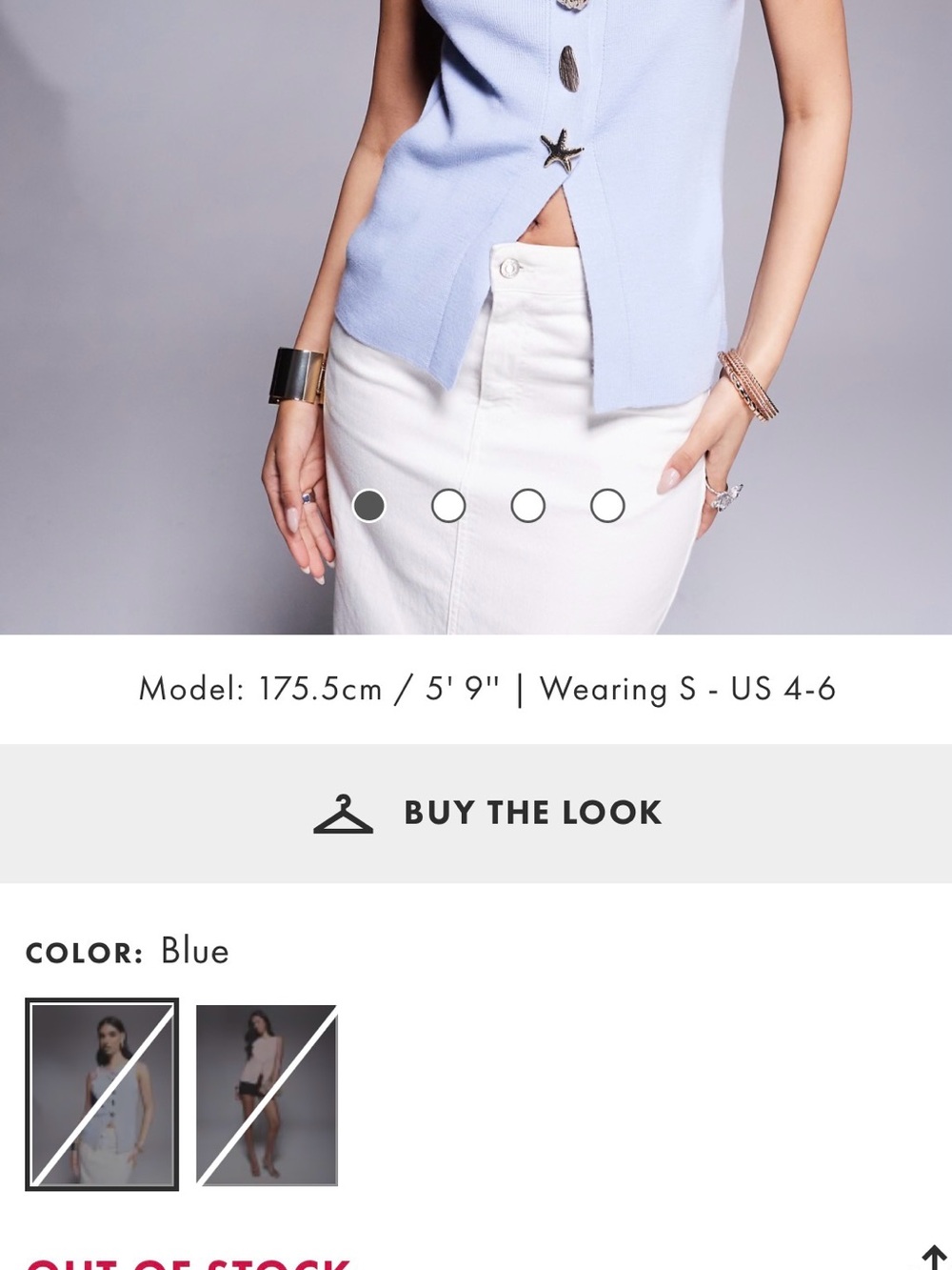 Light Blue Button-Front Sleeveless Top